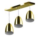 Lustre Pendente Sadan Triplo Base Retangular Dourado Lustre Pendente Sadan Triplo Base Retangular Dourado