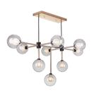 Lustre Pendente Sala de Jantar Sputnik Manhattan Dourado c/ Preto 9 Lâmpadas Moderno Industrial Bivolt