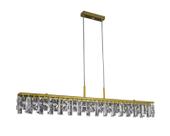 Lustre Pendente Slim Para Consultório Cristal Retangular Dourado 112/100