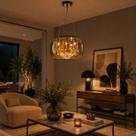 Lustre Pendente Soho 50cm Âmbar em Cristal Legítimo Design Moderno Sofisticado Luxo Elegância Luminária