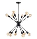 Lustre Pendente Sputnik Retrô Industrial Preto para 12 Lâmpadas Moderno Luxo Inl70