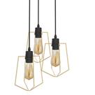 Lustre Pendente Taschibra Aramado Trapeze Dourado Triplo 3xE27 Bivolt