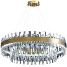 Lustre Pendente Teto 140cm x 80cm LED 3 Cores 128 Cristais Redondo Gimpo KJDD-L-405-80CM