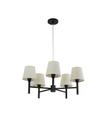 Lustre Pendente Tocheiro Redondo Cúpula 05 Braços 60cm Preto 658/5