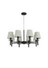 Lustre Pendente Tocheiro Redondo Cúpula 08 Braços 75cm Preto 658/8