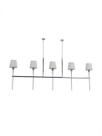 Lustre Pendente Tocheiro Retangular 5 Cúpulas Cromado 1,25m 744