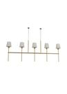 Lustre Pendente Tocheiro Retangular 5 Cúpulas Dourado 1,25m 744 Lustre Pendente Tocheiro Retangular 5 Cúpulas Dourado 1,25m 744