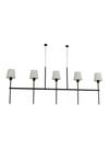 Lustre Pendente Tocheiro Retangular 5 Cúpulas Preto 1,50m 817 Lustre Pendente Tocheiro Retangular 5 Cúpulas Preto 1,50m 817