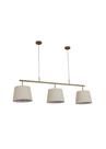 Lustre Pendente Tocheiro Trio Retangular 3 Cúpulas Champanhe 1,30m 777