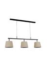 Lustre Pendente Tocheiro Trio Retangular 3 Cúpulas Preto 1,30m 747