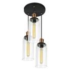 Lustre Pendente Triplo Château Cilindrico Vidro Preto Cobre