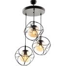 Lustre Pendente Triplo Metal preto C/ Vidro âmbar 3L Lustre Pendente Triplo Metal preto C/ Vidro âmbar 3L