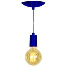 Lustre Pendente Tubo Cilindro Alumínio Azul Metal Fio 1.20m
