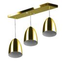 Lustre Pendente Vegas Triplo Base Retangular Dourado