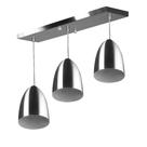 Lustre Pendente Vegas Triplo Base Retangular Escovado