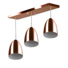 Lustre Pendente Vegas Triplo Base Retangular New Cobre