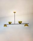 Lustre Pendente Versa Retangular Industrial 1,50m Preto e Dourado 627