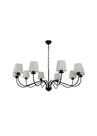 Lustre Pendente Versalhes Redondo Tocheiro Clássico Cúpula 10 Braços Preto 1,20 Metro 767