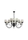Lustre Pendente Versalhes Redondo Tocheiro Clássico Cúpula 12 Braços 1,10 Metro Preto 372/12