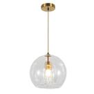 Lustre Pendente Vidro Transparente 15cm Metal Bronze Sala