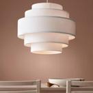 Lustre Pendente Vivare Md-4391 Cúpula em Tecido Branca - Bivolt