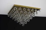 Lustre Plafon 50cm Cristal Dourado Quadrado 537/50D