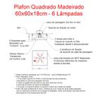 Lustre plafon 60cm quadrado aletado sala quarto