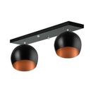 Lustre Plafon Bola 15 cm Retangular Duplo Preto com Cobre Lustre Plafon Bola 15 cm Retangular Duplo Preto com Cobre