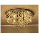 Lustre Plafon Cristal K9 40cm Base Dourada ou Inox Cristal Honey ou Translúcido Vai Montado Bivolt