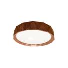 Lustre Plafon De Teto Geometric Redondo Led Multicor 18W Facetado Madeira Palha