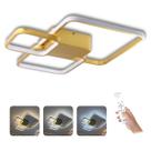 Lustre Plafon Dourado 3 quadros com controle remoto