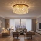 Lustre Plafon Dourado 40 cm Para sala Mesa Jantar Lâmpadas Brinde Bivolt