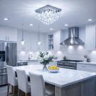 Lustre Plafon Inox Cristal Quadrado Luxuoso Moderno 30cm