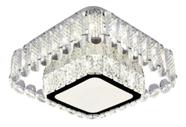 Lustre Plafon Led Cristal K9 Aço Inox Sobrepor Moderno 3em1