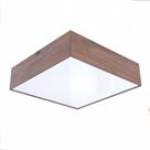 Lustre plafon quadrado 70cm 8 lâmpadas ambientes grandes madeira difusor acrílico