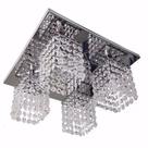 Lustre Plafon Salas base inox alto brilho com cristais de acrílicos
