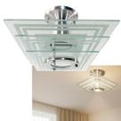 Lustre Plafon Sobrepor Quadrado Vidro Branco Sala Quarto Cozinha Luminária P LED E27 Bivolt Moderno