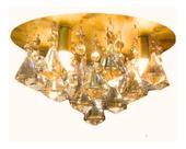 Lustre Plafon Vai Montado Dourado 30 cm Cristal Legítimo K9 De Alto Brilho Bivolt