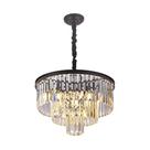 Lustre Preto com Cristais Transparente 50cm 6E14