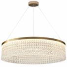 Lustre Redondo 136cm x 60cm LED 80 Cristais 3 Cores Multitemperatura Teto Gimpo KJDD-L-448-60CM