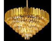 Lustre Redondo 90cm Dourado Pingentes Cristal Formosa