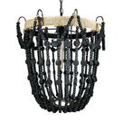 Lustre Redondo Classico Rattan Preto Pingentes Guirlandas