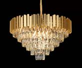 Lustre Redondo Dourado com Cristais 15E14 70cm