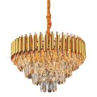 Lustre Redondo Dourado com Cristais 6E14 50cm