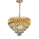 Lustre Redondo Dourado com Cristais 9E14 55cm