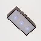 Lustre retangular 3 lâmpadas expostas teto madeira mdf 35cm