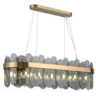 Lustre Retangular de Cristal Moderno Chaleur Brasil 12 Lâmpadas Vidro Dourado, Luxo com Altura Ajustável
