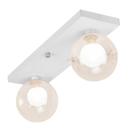 Lustre Retangular Duplo Branco Harmony Bolinha Ambar