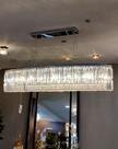 Lustre Retangular Pendente Duplo Pingentes Cristais Estrutua
