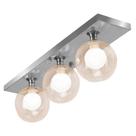 Lustre Retangular Triplo Escovado Harmony Bolinha Ambar